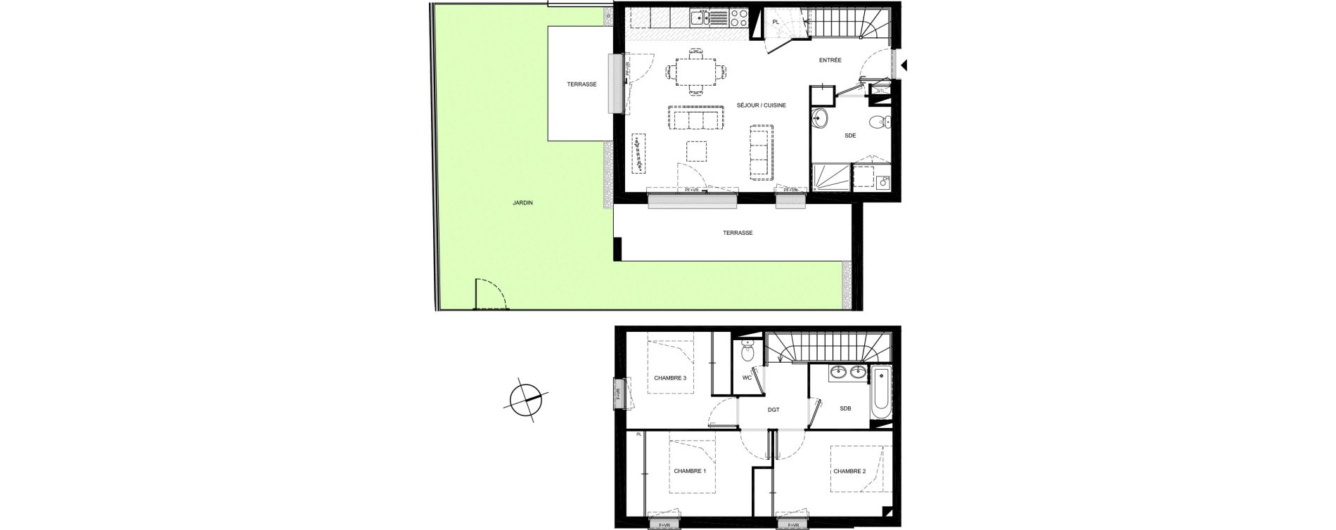 Duplex T4 de 83,24 m2 à Villenave-D'Ornon Hourcade - geneste - le bourg - courréjean