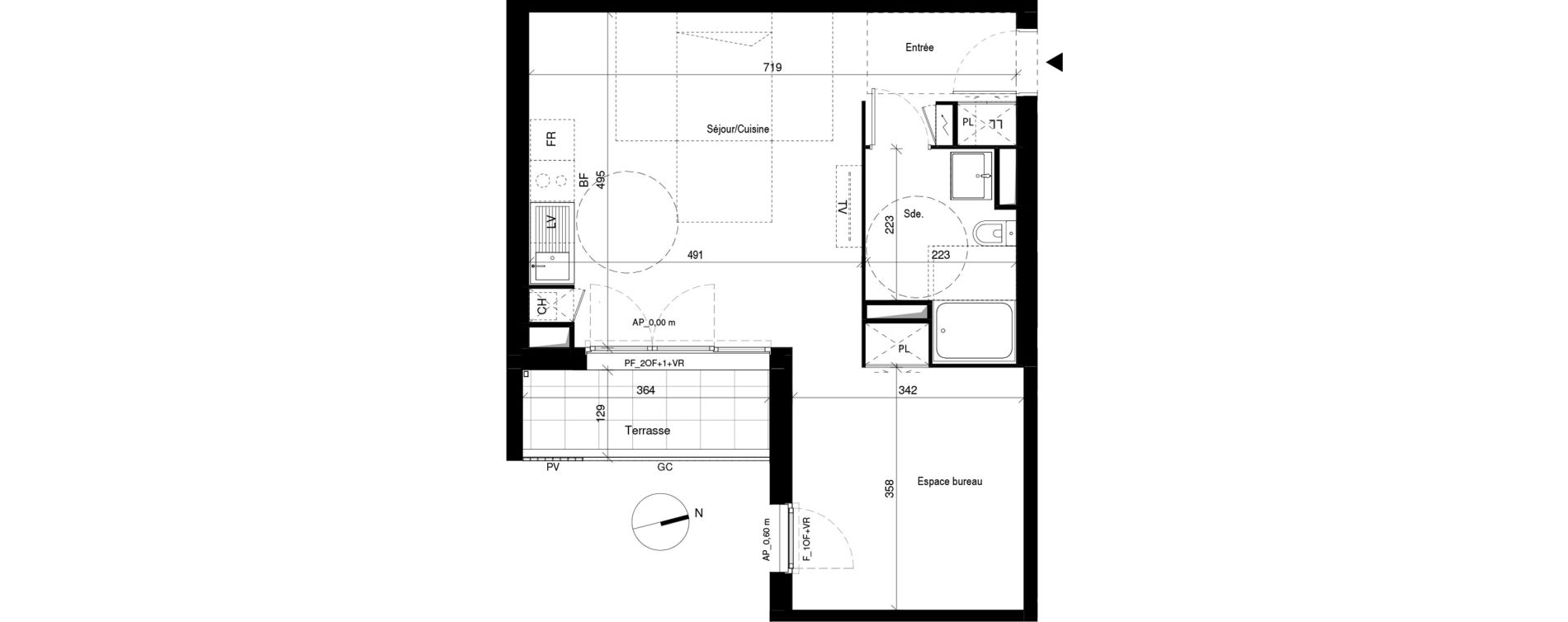 Appartement T1 bis de 47,27 m2 &agrave; Villenave-D'Ornon La monnaie - la taille