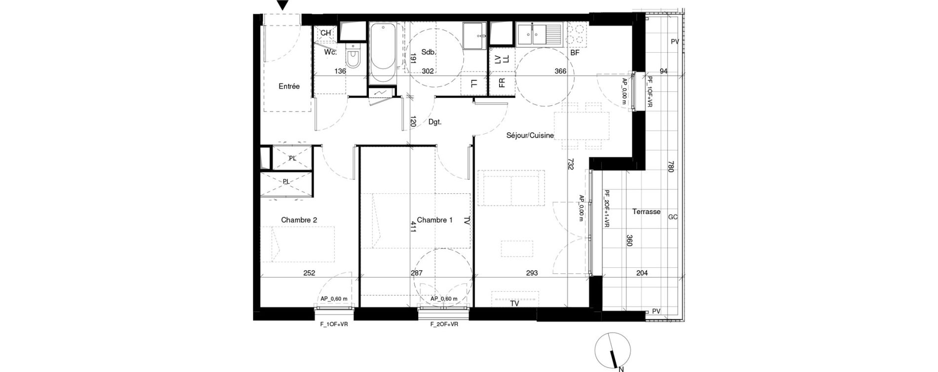 Appartement T3 de 62,42 m2 &agrave; Villenave-D'Ornon La monnaie - la taille