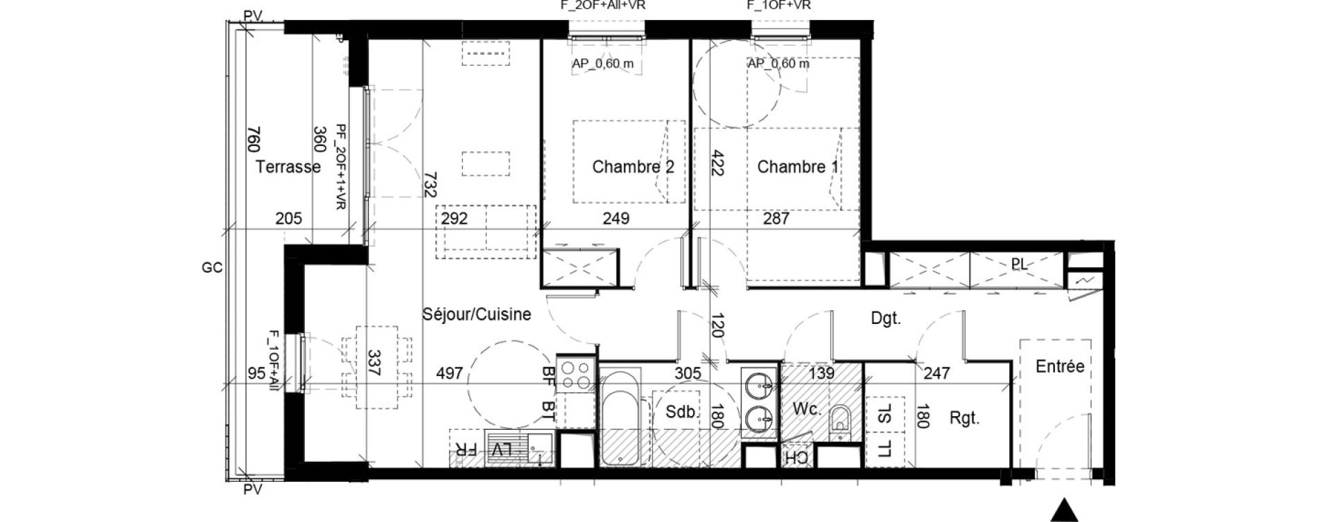 Appartement T3 de 77,03 m2 &agrave; Villenave-D'Ornon La monnaie - la taille