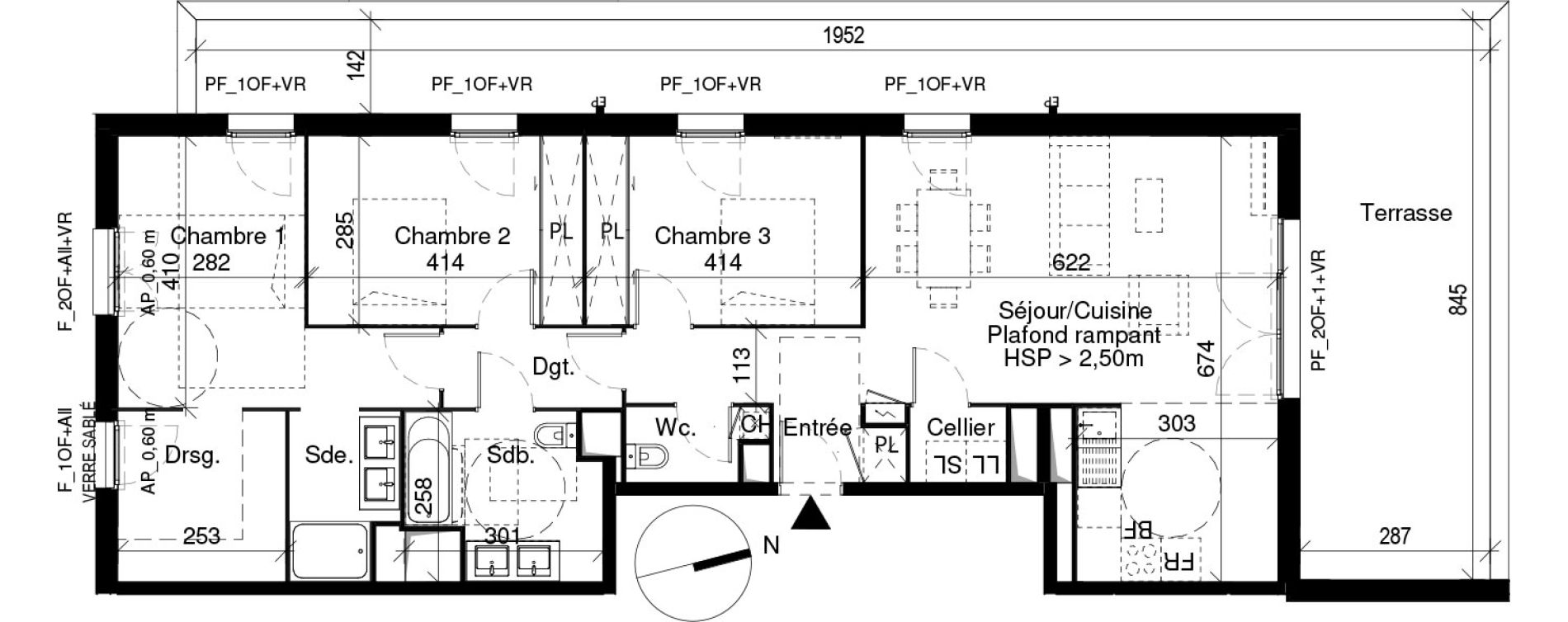 Appartement T4 de 101,44 m2 &agrave; Villenave-D'Ornon La monnaie - la taille