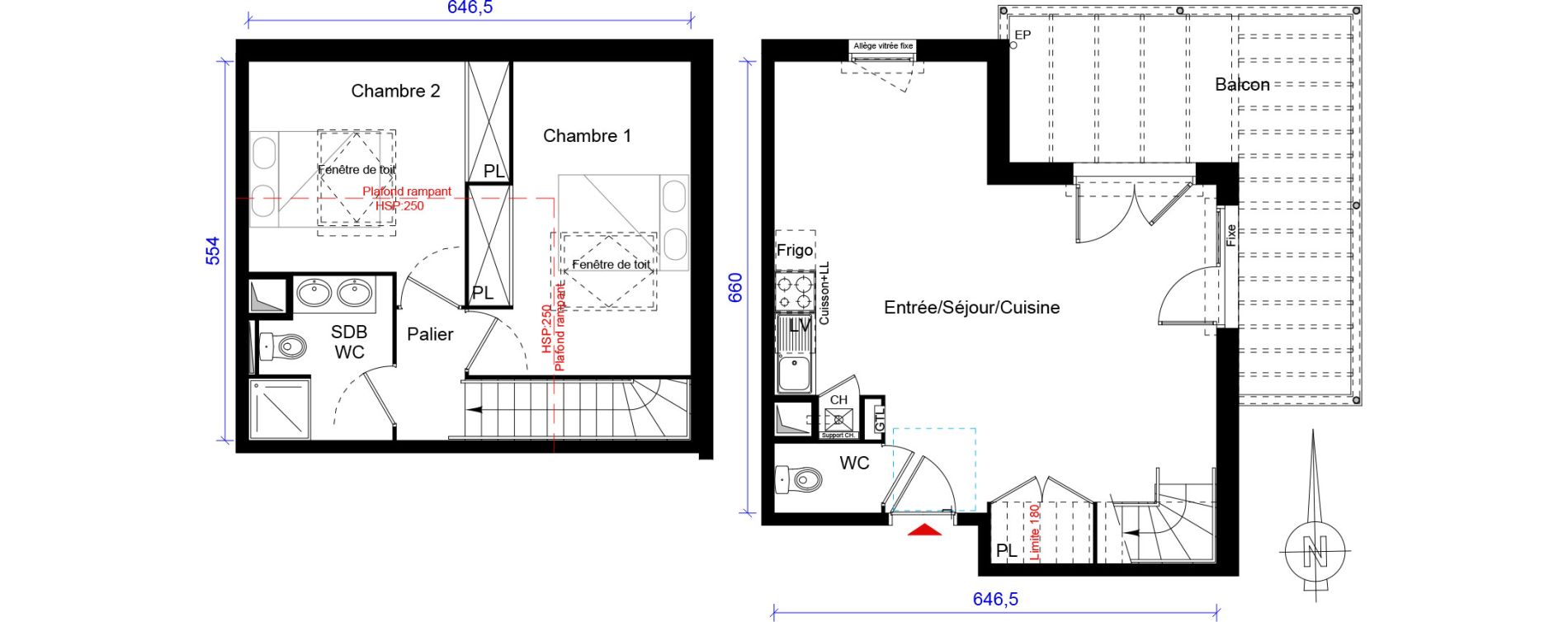 Duplex T3 de 67,24 m2 &agrave; Villenave-D'Ornon Hourcade - geneste - le bourg - courr&eacute;jean