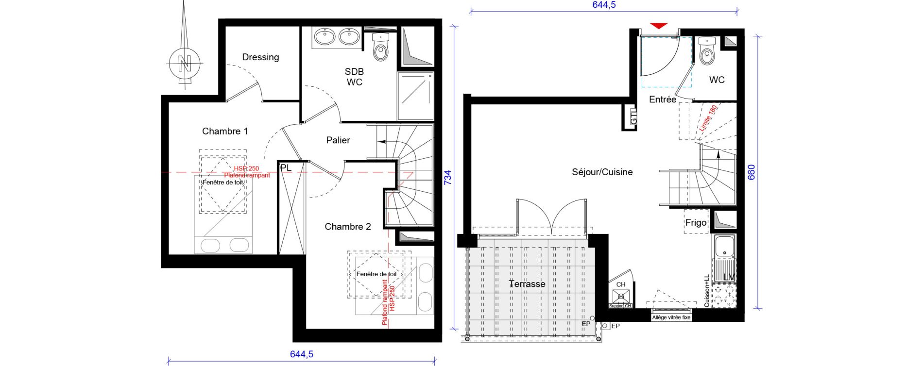 Duplex T3 de 59,63 m2 &agrave; Villenave-D'Ornon Hourcade - geneste - le bourg - courr&eacute;jean
