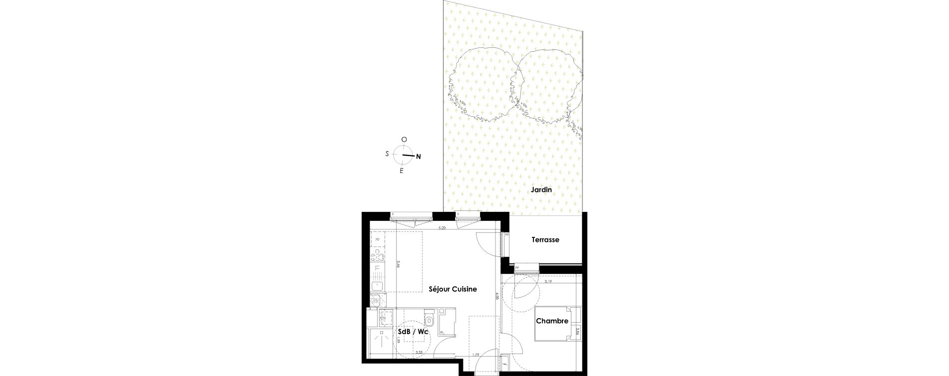 Appartement T2 de 40,68 m2 &agrave; Villenave-D'Ornon Centre