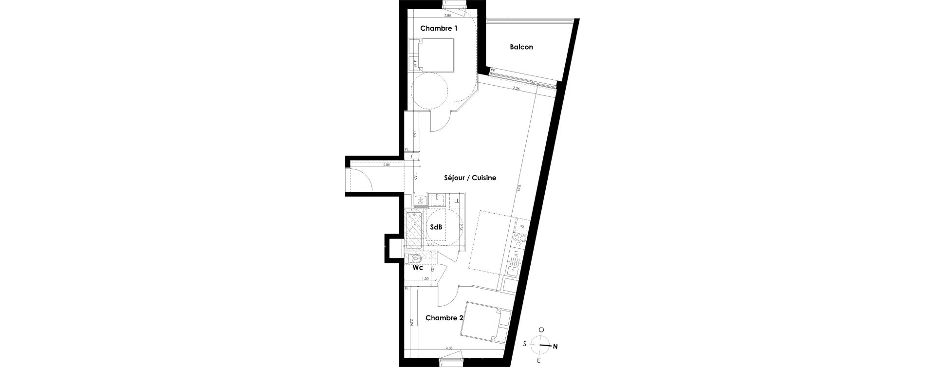 Appartement T3 de 67,72 m2 &agrave; Villenave-D'Ornon Centre