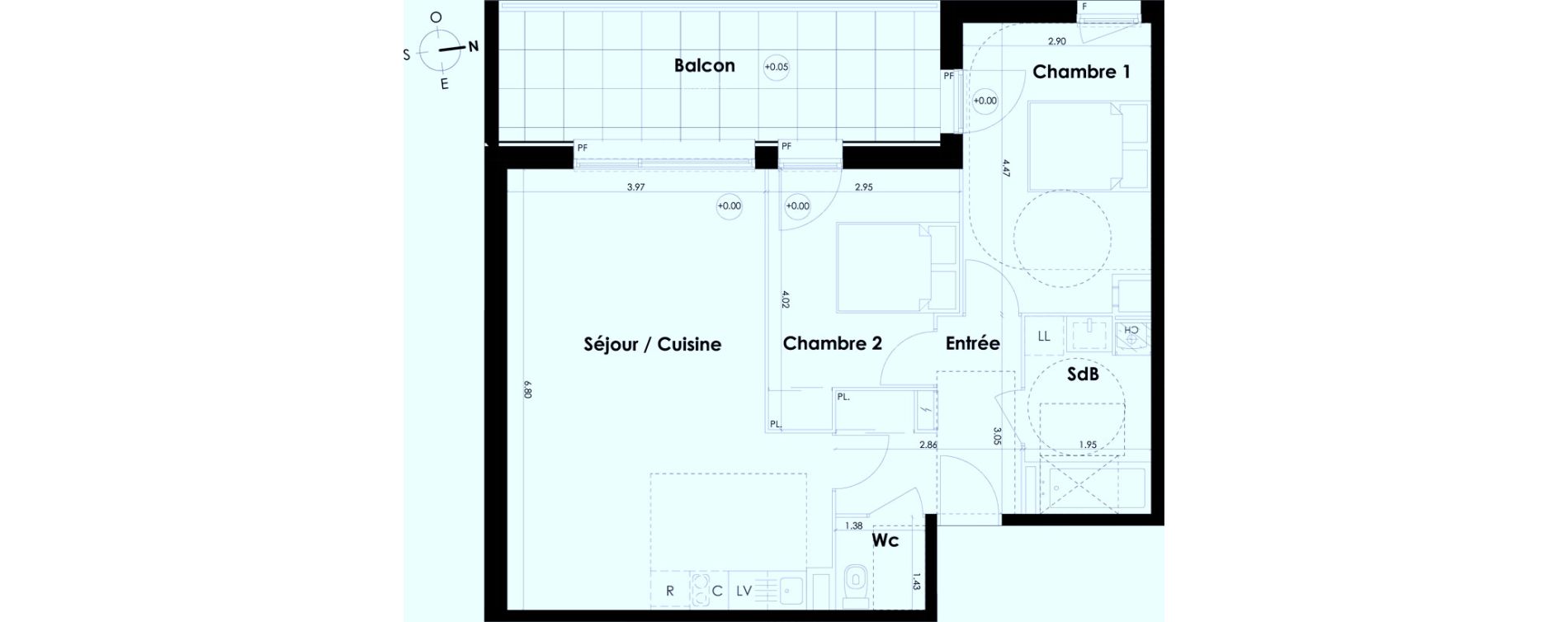 Appartement T3 de 66,63 m2 &agrave; Villenave-D'Ornon Centre