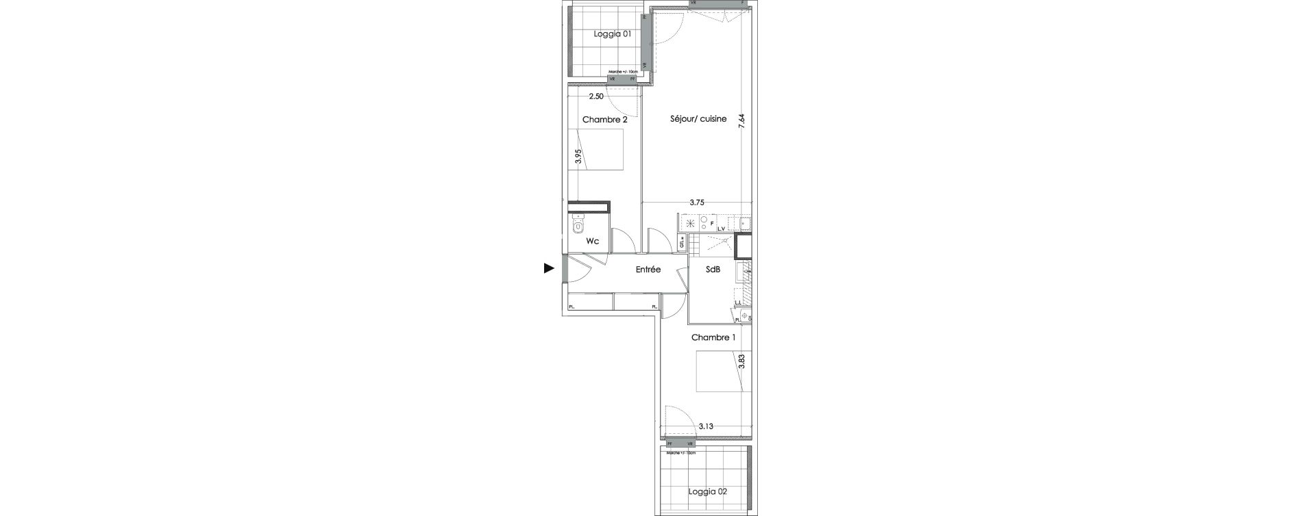 Appartement T3 de 68,50 m2 &agrave; Villenave-D'Ornon Saint-martin - canteloup - bourleaux