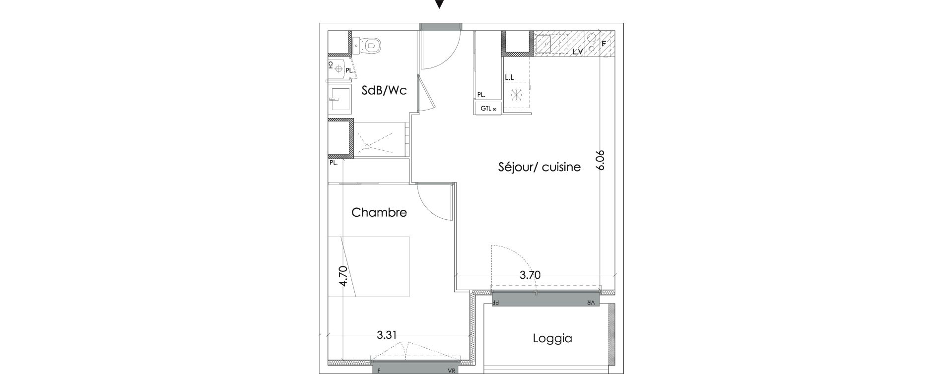 Appartement T2 de 44,00 m2 &agrave; Villenave-D'Ornon Saint-martin - canteloup - bourleaux