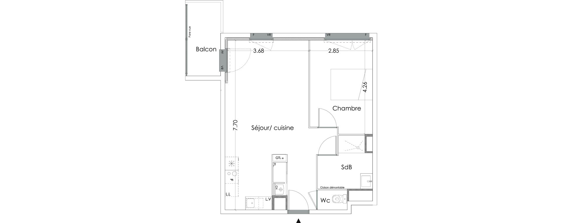 Appartement T2 de 48,60 m2 &agrave; Villenave-D'Ornon Saint-martin - canteloup - bourleaux