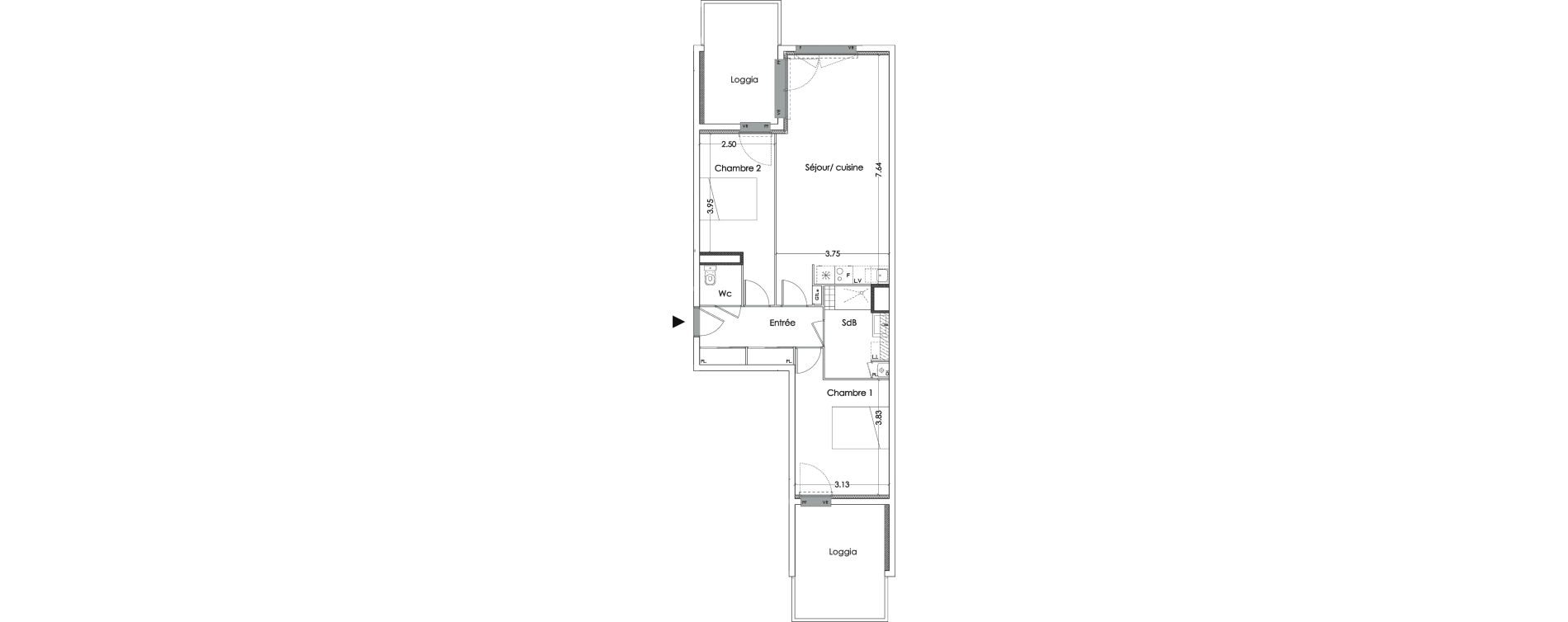 Appartement T3 de 68,50 m2 &agrave; Villenave-D'Ornon Saint-martin - canteloup - bourleaux