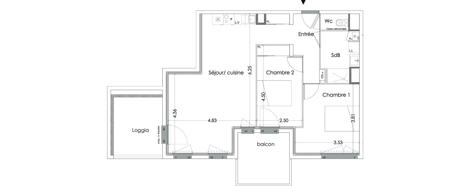 Appartement T3 de 66,70 m2 &agrave; Villenave-D'Ornon Saint-martin - canteloup - bourleaux