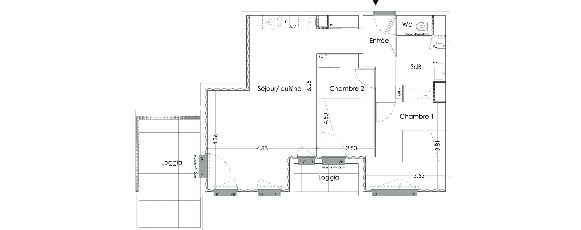 Appartement T3 de 66,70 m2 &agrave; Villenave-D'Ornon Saint-martin - canteloup - bourleaux