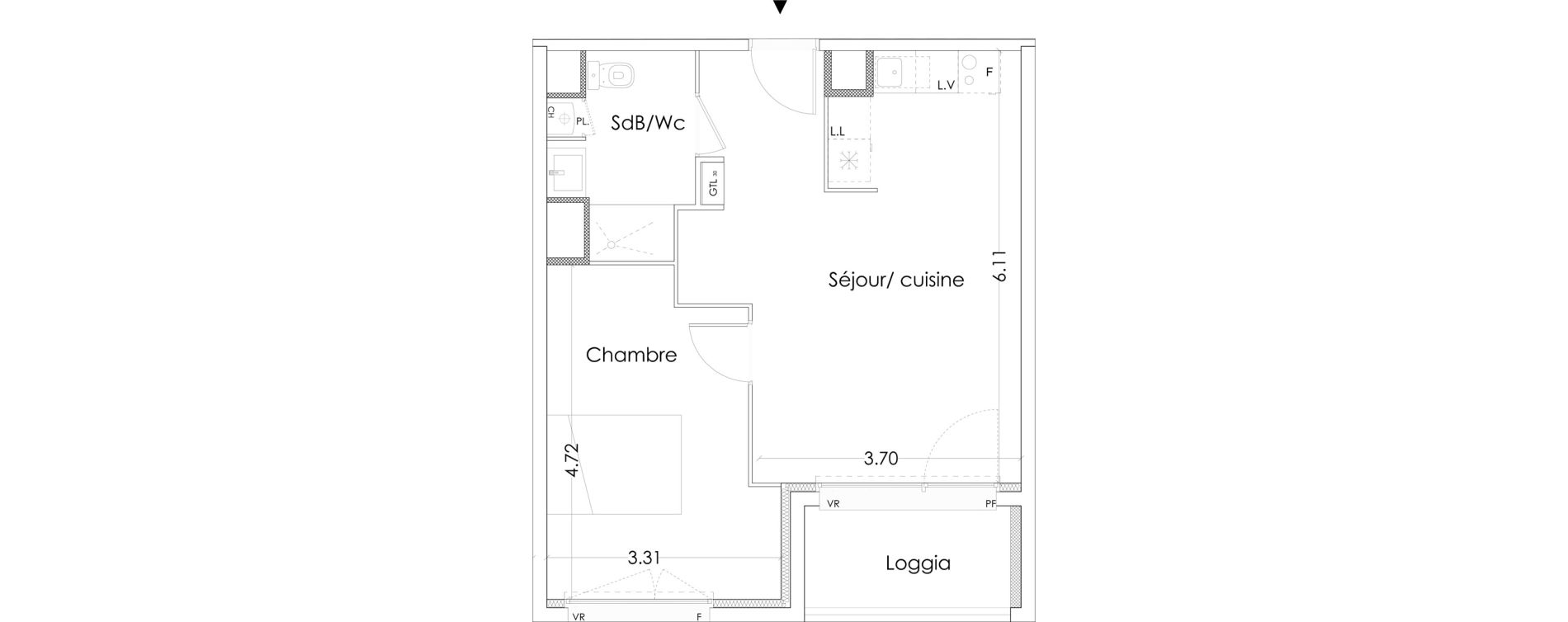 Appartement T2 de 44,10 m2 &agrave; Villenave-D'Ornon Saint-martin - canteloup - bourleaux