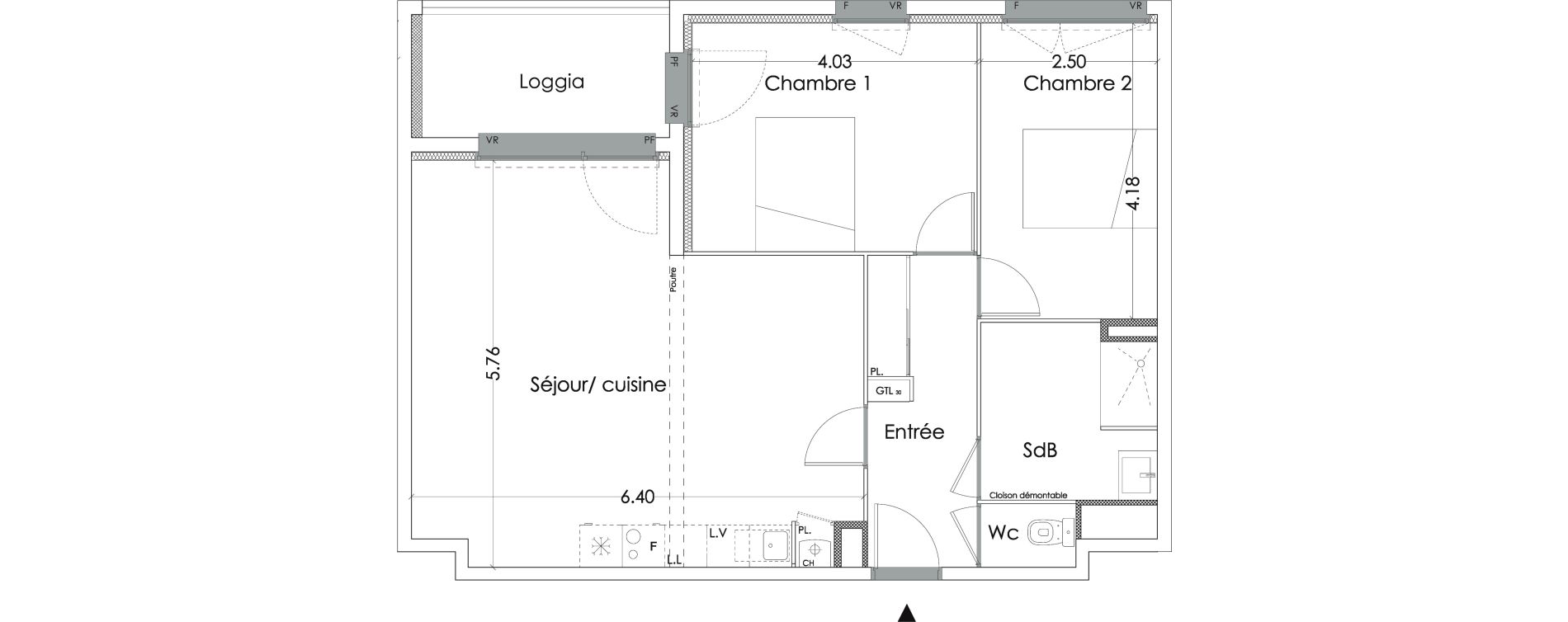 Appartement T3 de 70,10 m2 &agrave; Villenave-D'Ornon Saint-martin - canteloup - bourleaux