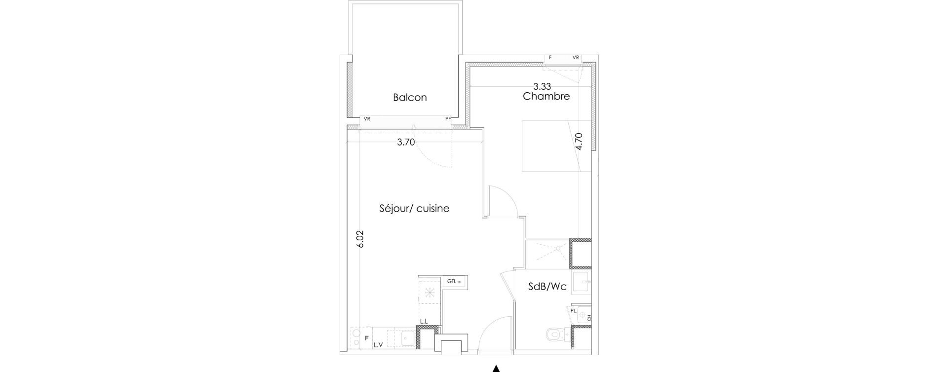 Appartement T2 de 43,70 m2 &agrave; Villenave-D'Ornon Saint-martin - canteloup - bourleaux