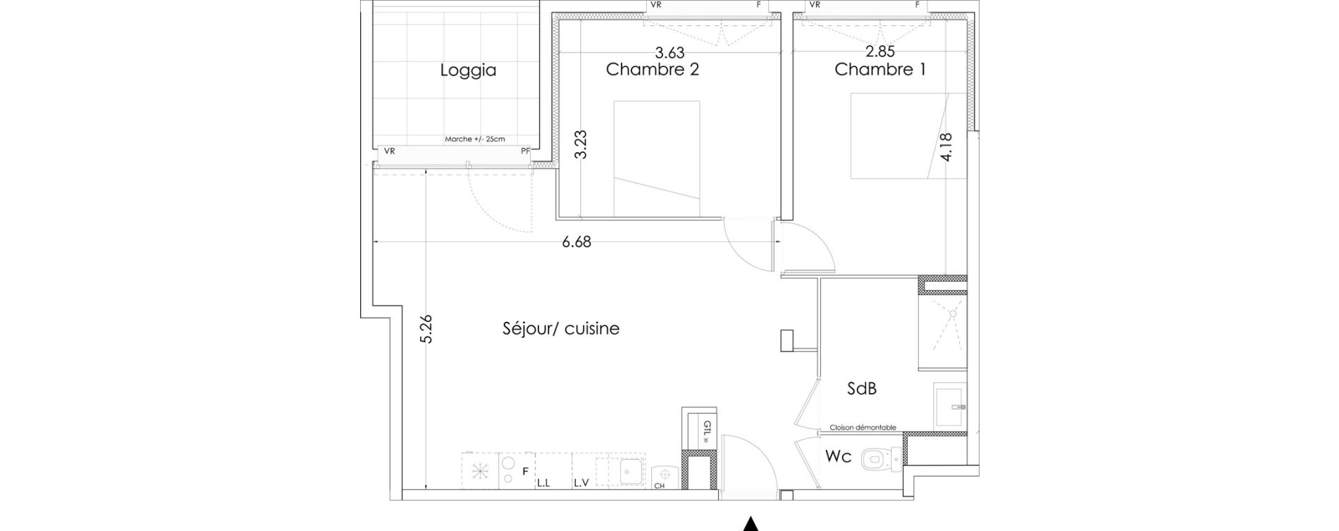 Appartement T3 de 62,60 m2 &agrave; Villenave-D'Ornon Saint-martin - canteloup - bourleaux