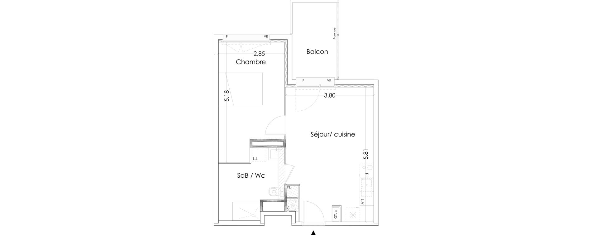 Appartement T2 de 42,20 m2 &agrave; Villenave-D'Ornon Saint-martin - canteloup - bourleaux