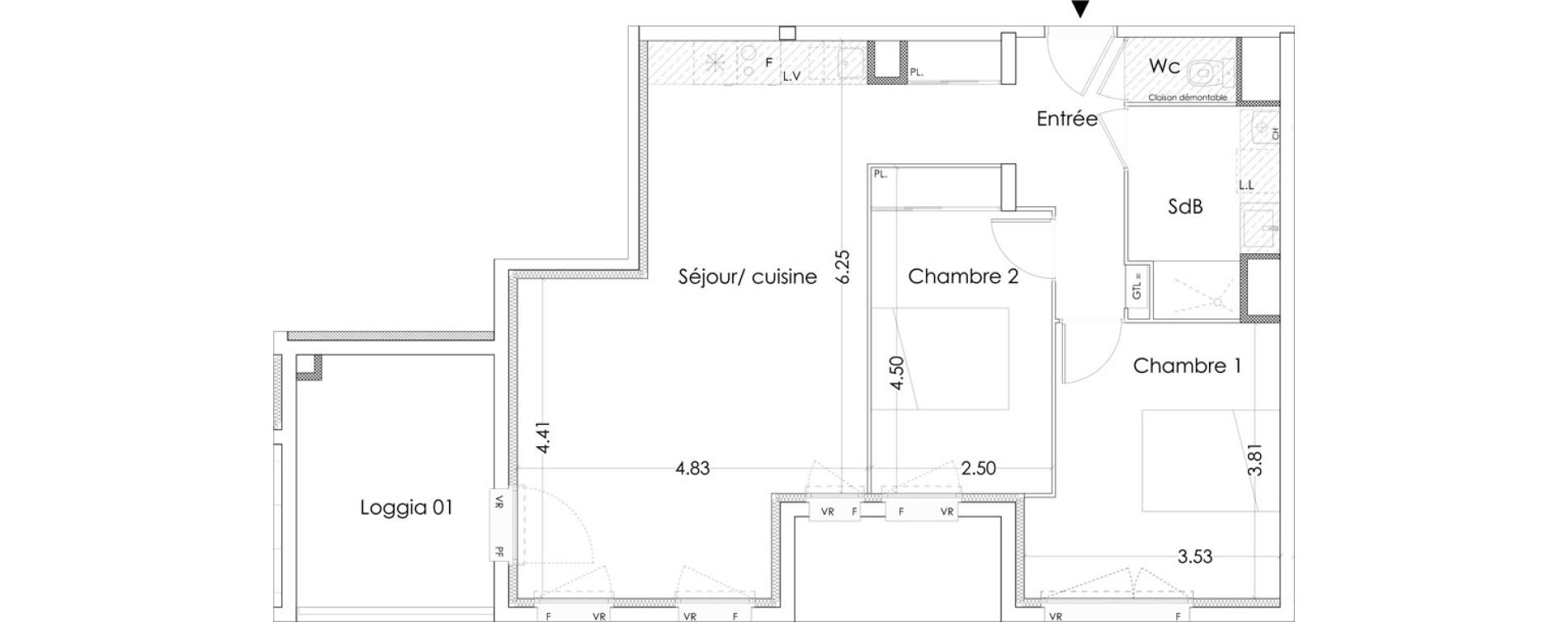 Appartement T3 de 67,10 m2 &agrave; Villenave-D'Ornon Saint-martin - canteloup - bourleaux