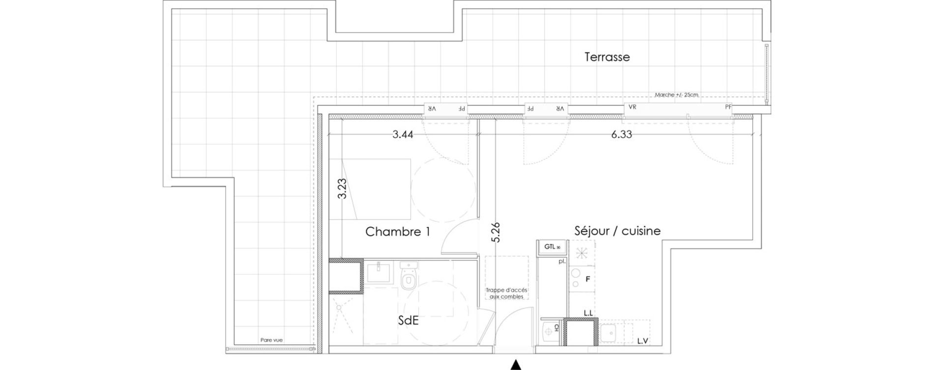Appartement T2 de 44,50 m2 &agrave; Villenave-D'Ornon Saint-martin - canteloup - bourleaux