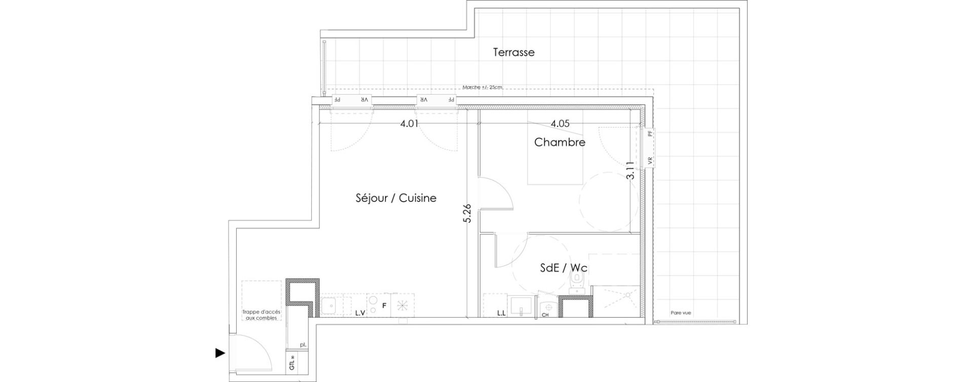 Appartement T2 de 48,00 m2 &agrave; Villenave-D'Ornon Saint-martin - canteloup - bourleaux