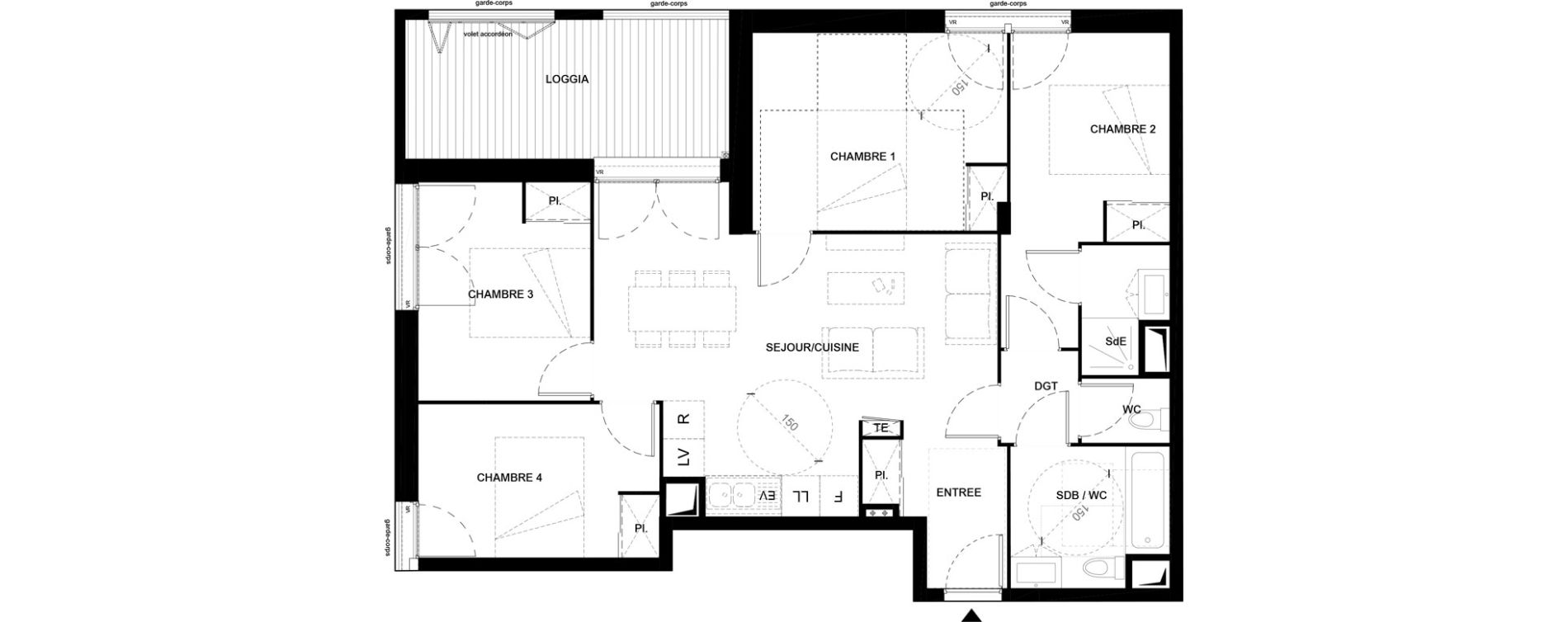 Appartement T5 de 81,16 m2 &agrave; Villenave-D'Ornon Domaine de geneste