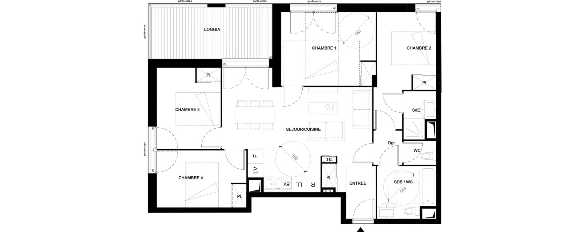 Appartement T5 de 81,16 m2 &agrave; Villenave-D'Ornon Domaine de geneste
