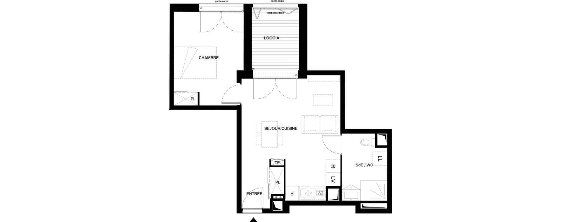 Appartement T2 de 42,12 m2 &agrave; Villenave-D'Ornon Domaine de geneste