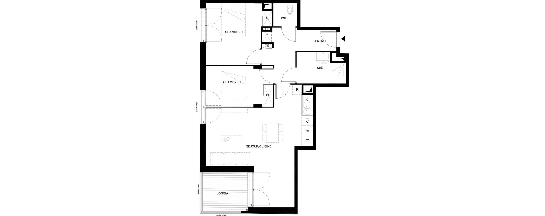 Appartement T3 de 64,38 m2 &agrave; Villenave-D'Ornon Hourcade - geneste - le bourg - courr&eacute;jean