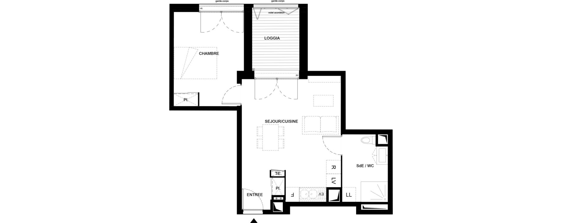 Appartement T2 de 42,16 m2 &agrave; Villenave-D'Ornon Hourcade - geneste - le bourg - courr&eacute;jean