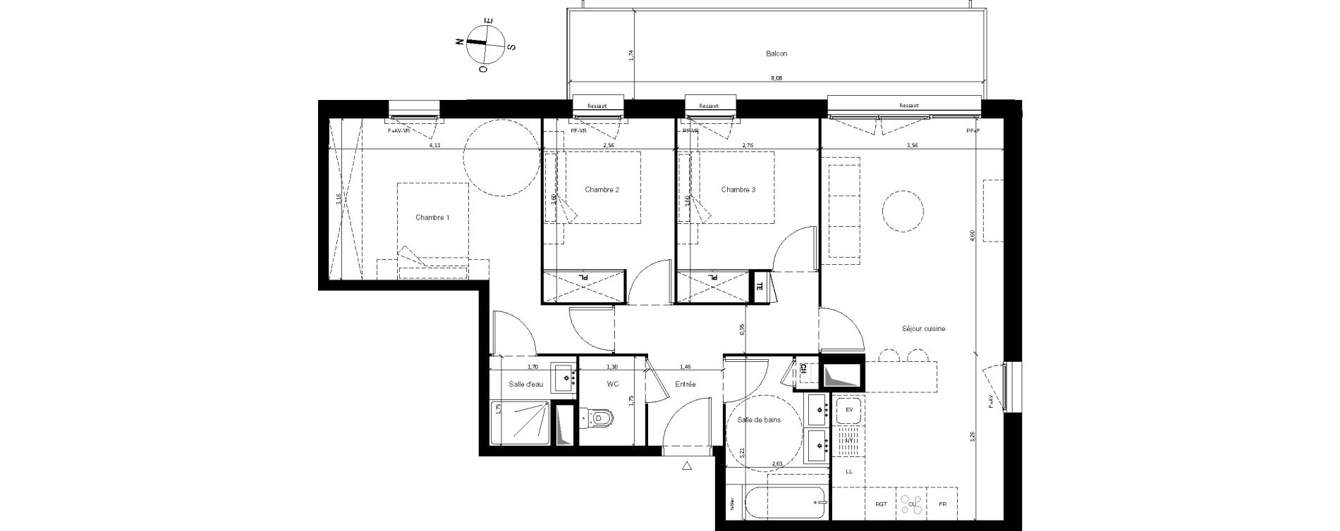 Appartement T4 de 79,14 m2 &agrave; Villenave-D'Ornon Centre