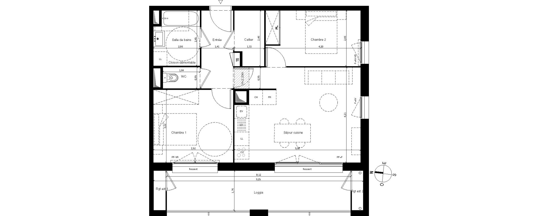 Appartement T3 de 58,85 m2 &agrave; Villenave-D'Ornon Centre