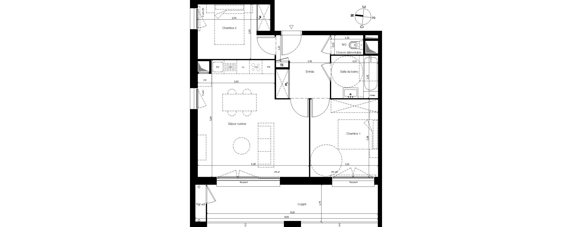 Appartement T3 de 60,00 m2 &agrave; Villenave-D'Ornon Centre