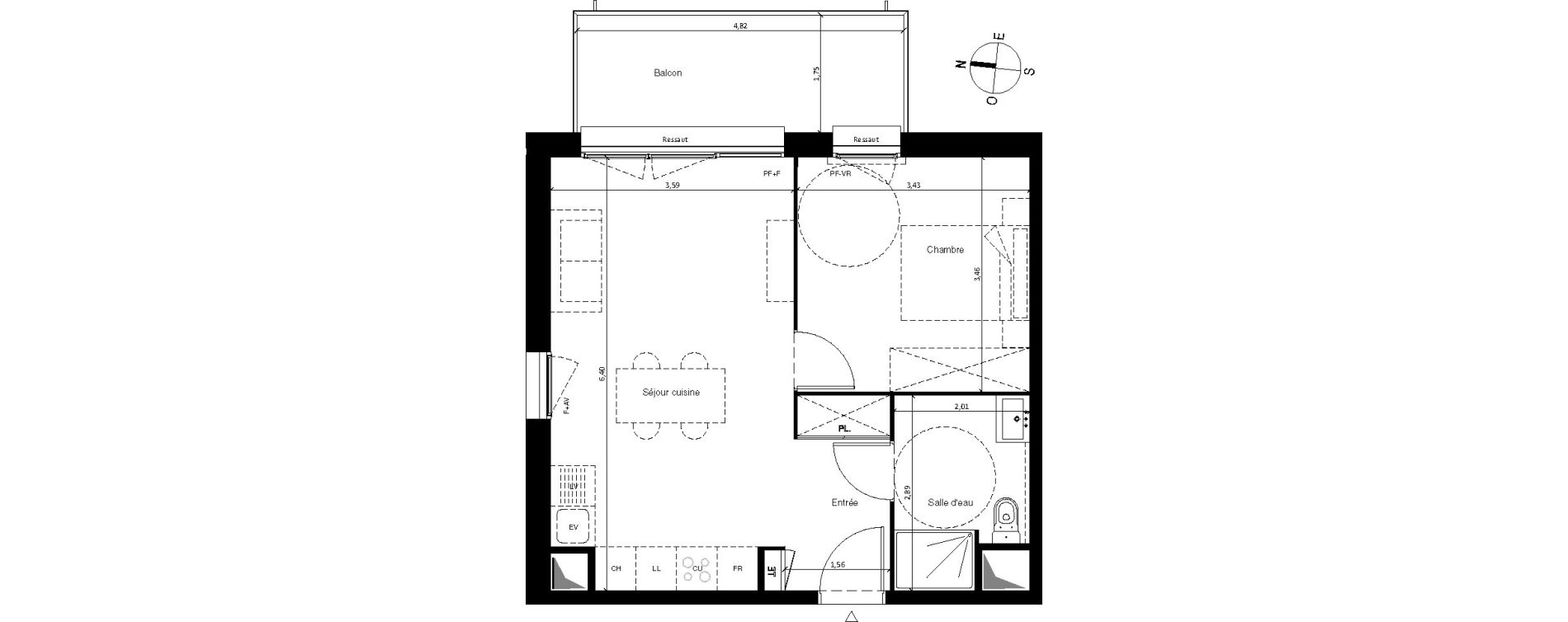 Appartement T2 de 43,49 m2 &agrave; Villenave-D'Ornon Centre