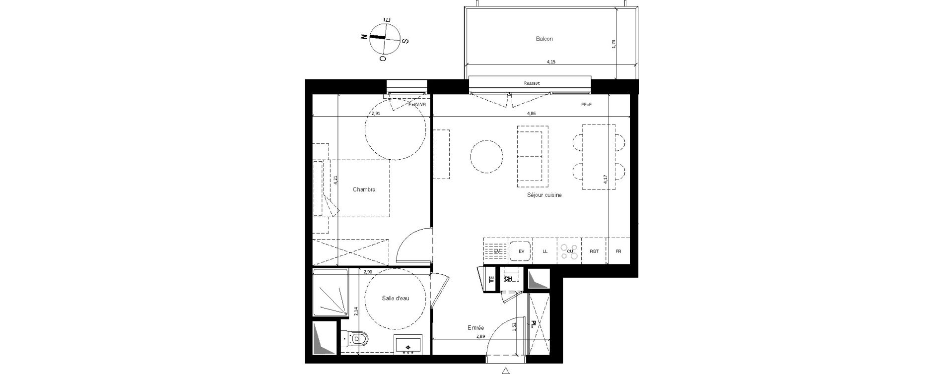 Appartement T2 de 43,67 m2 &agrave; Villenave-D'Ornon Centre