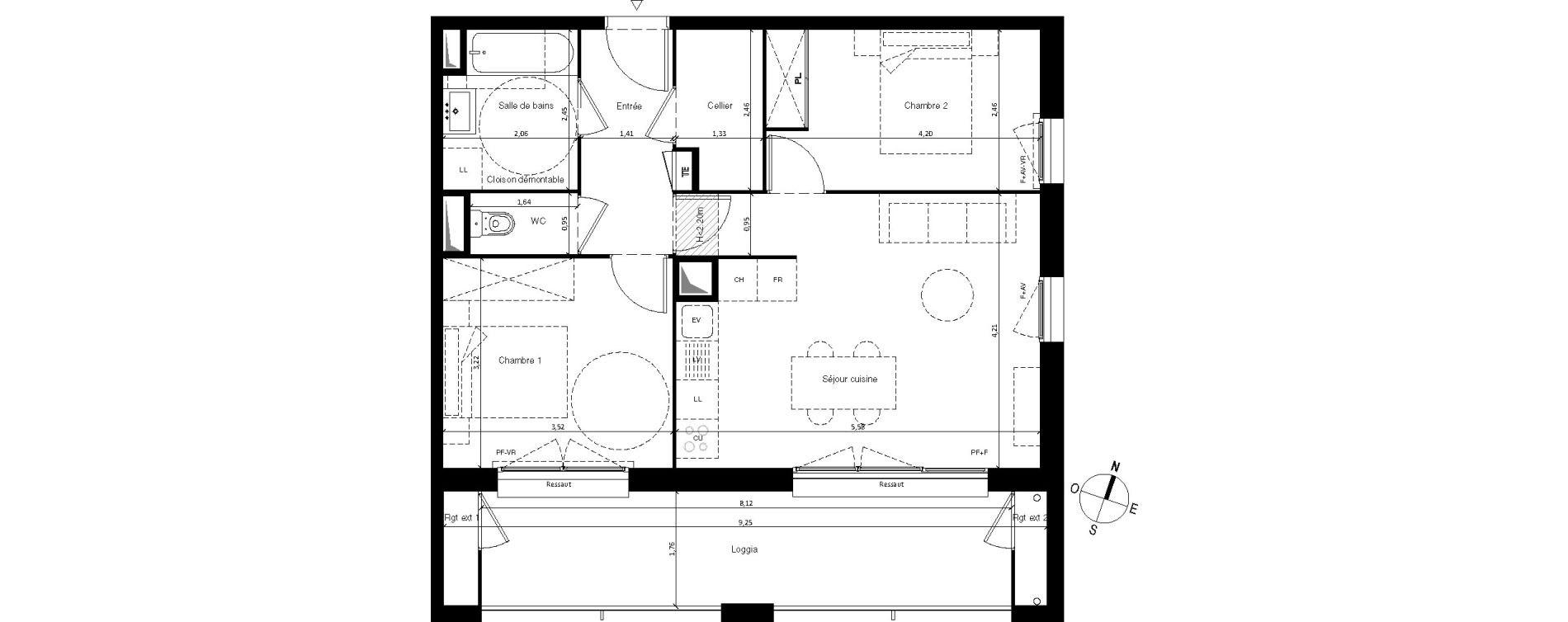 Appartement T3 de 58,85 m2 &agrave; Villenave-D'Ornon Centre
