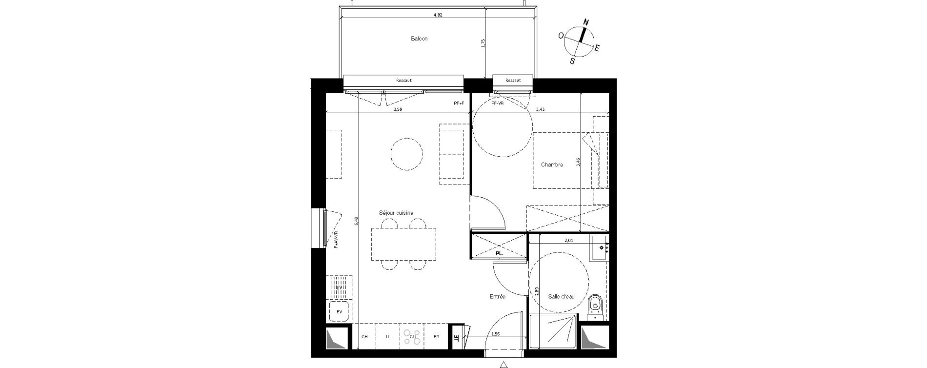 Appartement T2 de 43,46 m2 &agrave; Villenave-D'Ornon Centre
