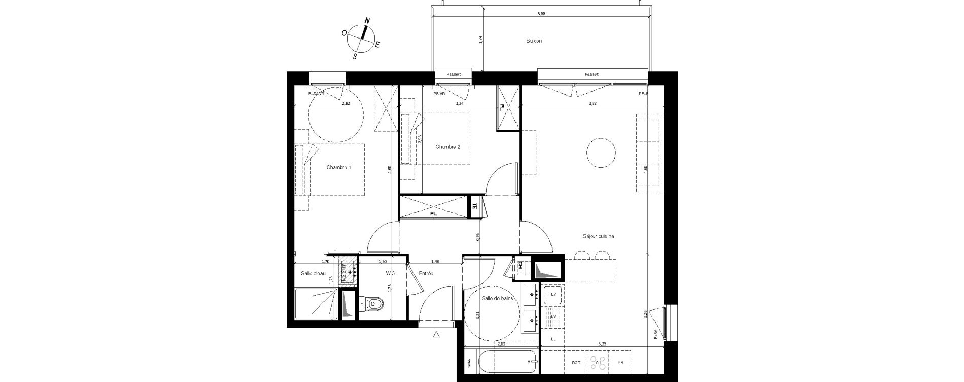 Appartement T3 de 69,50 m2 &agrave; Villenave-D'Ornon Centre