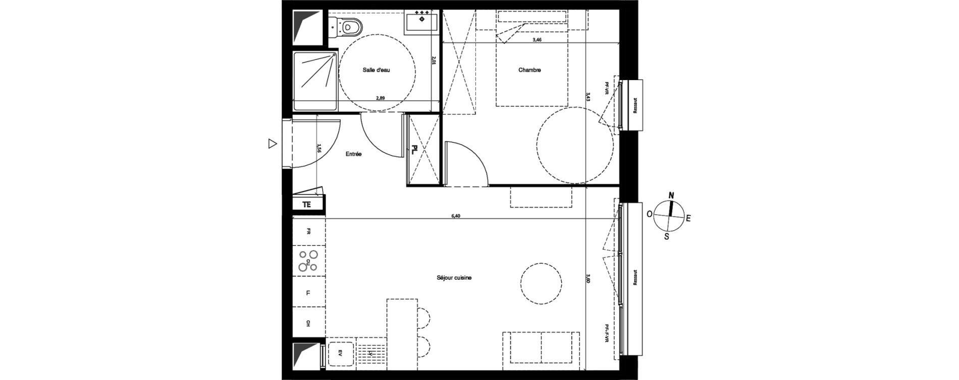 Appartement T2 de 43,53 m2 &agrave; Villenave-D'Ornon Centre