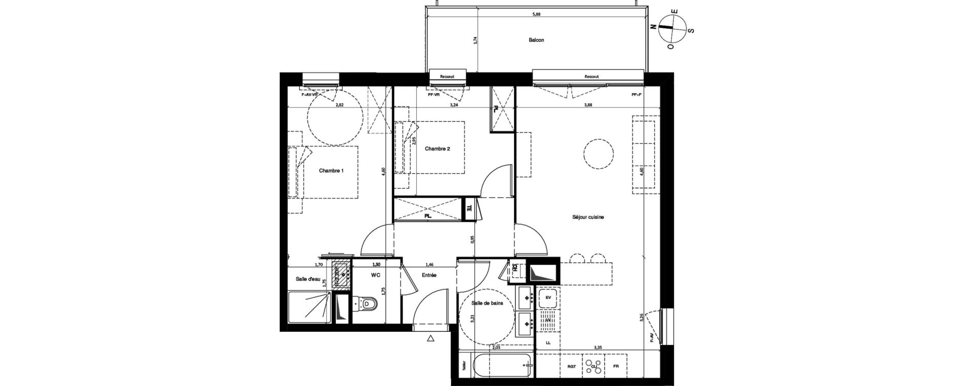 Appartement T3 de 69,51 m2 &agrave; Villenave-D'Ornon Centre