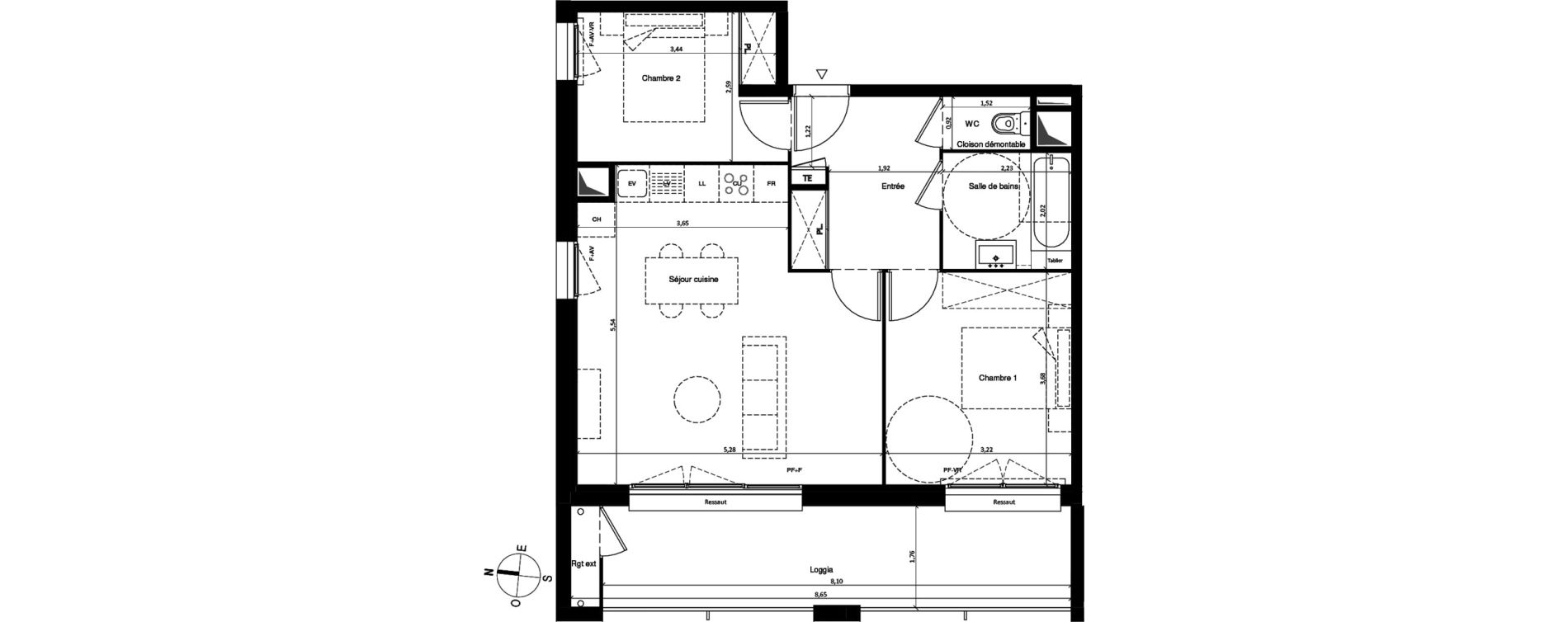 Appartement T3 de 59,99 m2 &agrave; Villenave-D'Ornon Centre