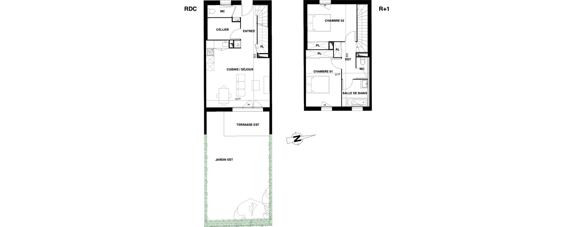 Maison T3 de 75,12 m2 &agrave; Villenave-D'Ornon Le bocage