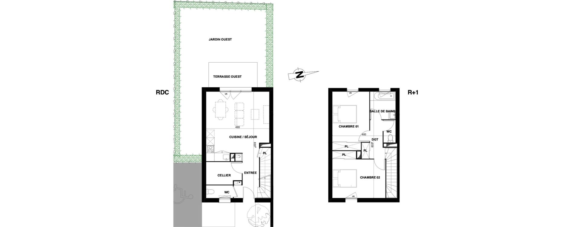 Maison T3 de 74,00 m2 &agrave; Villenave-D'Ornon Le bocage