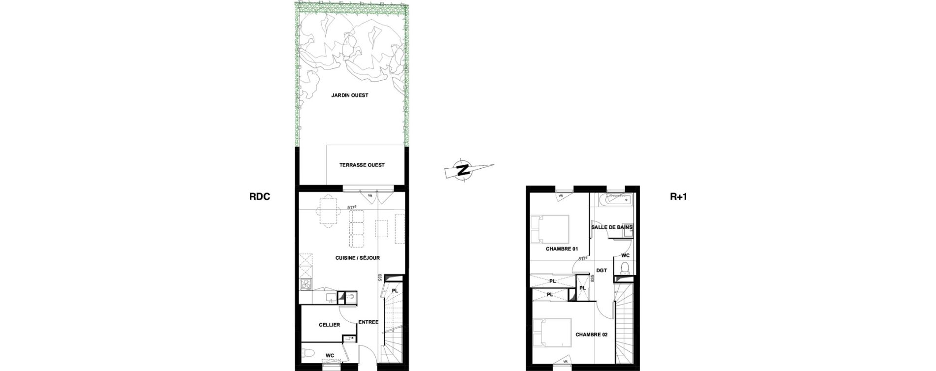 Maison T3 de 75,12 m2 &agrave; Villenave-D'Ornon Le bocage