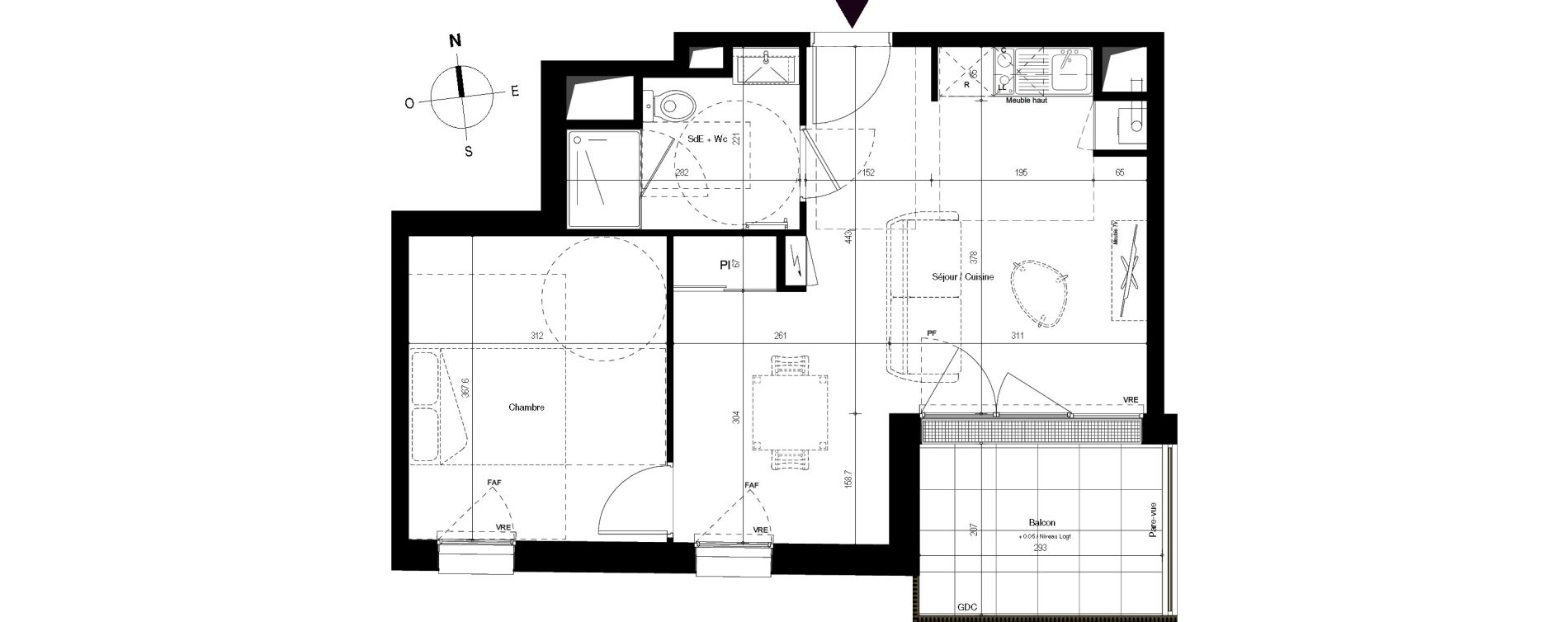 Appartement T2 de 41,49 m2 &agrave; Villenave-D'Ornon Centre