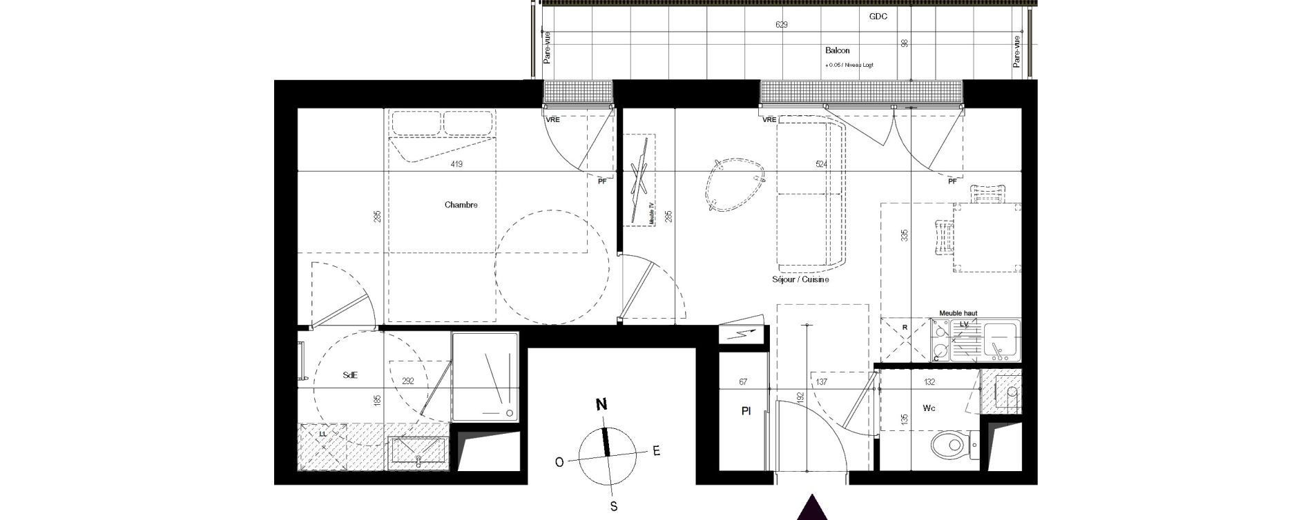 Appartement T2 de 38,46 m2 &agrave; Villenave-D'Ornon Centre