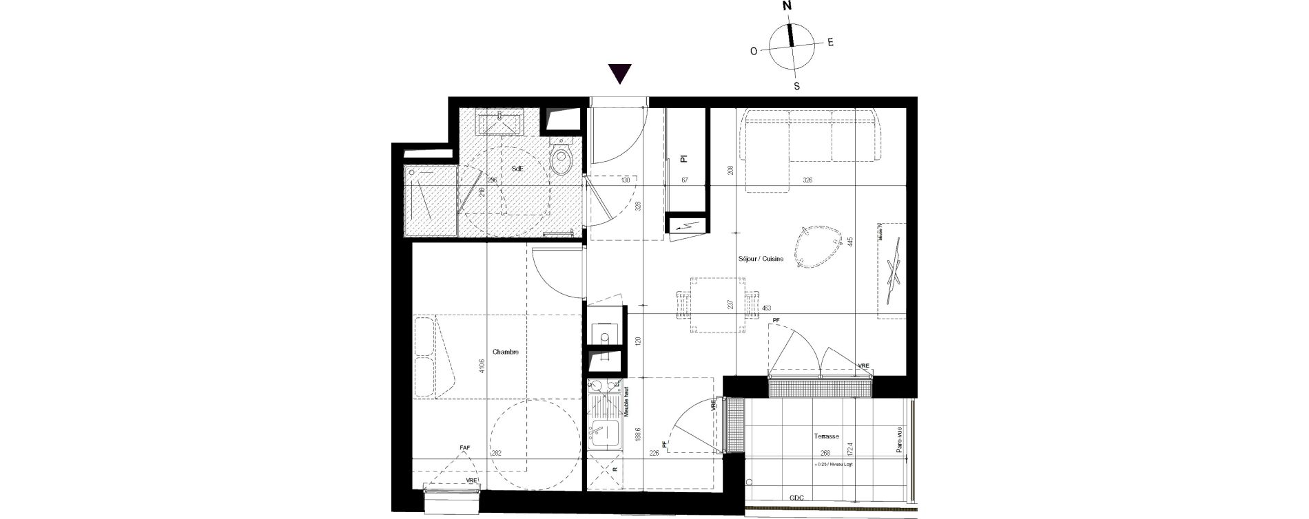 Appartement T2 de 43,96 m2 &agrave; Villenave-D'Ornon Centre