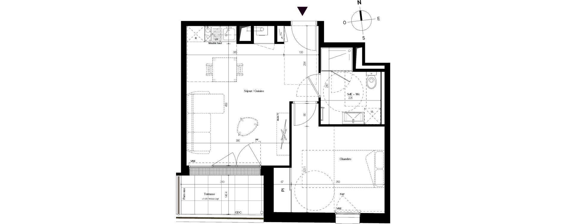 Appartement T2 de 41,70 m2 &agrave; Villenave-D'Ornon Centre