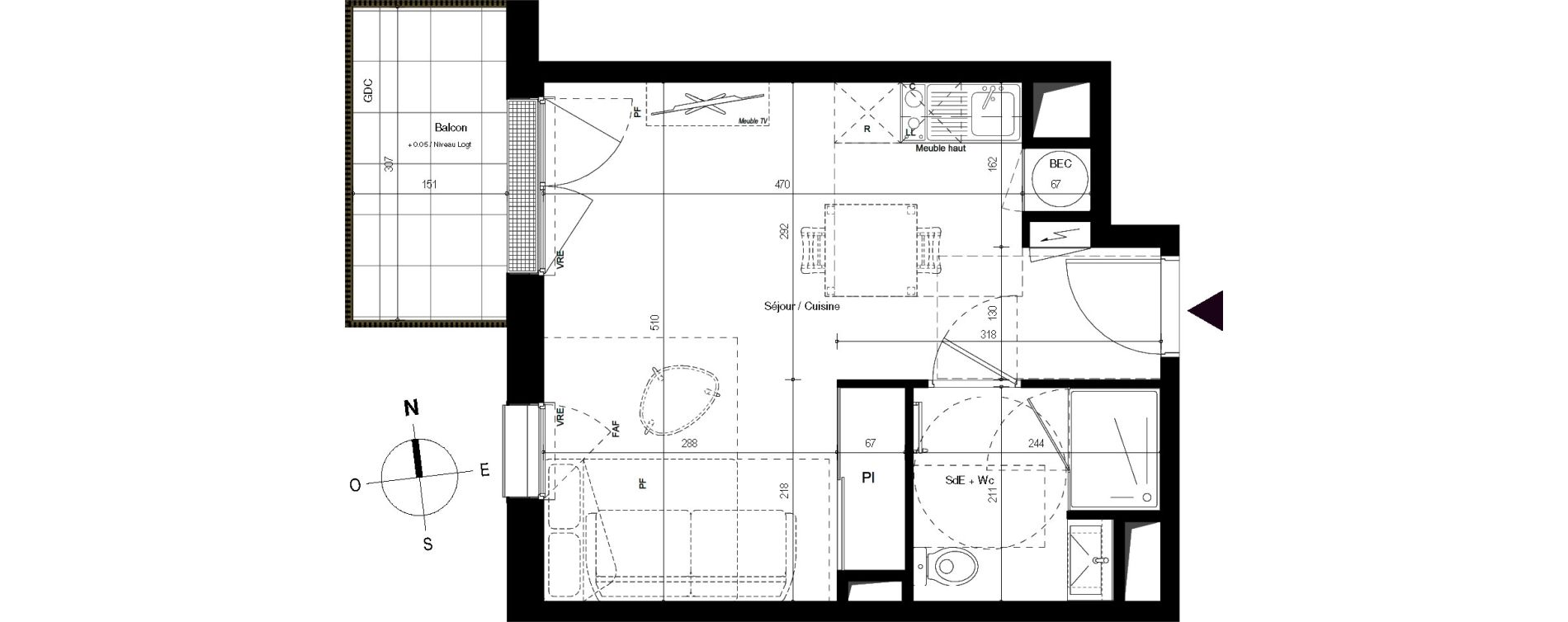 Appartement T1 de 28,10 m2 &agrave; Villenave-D'Ornon Centre