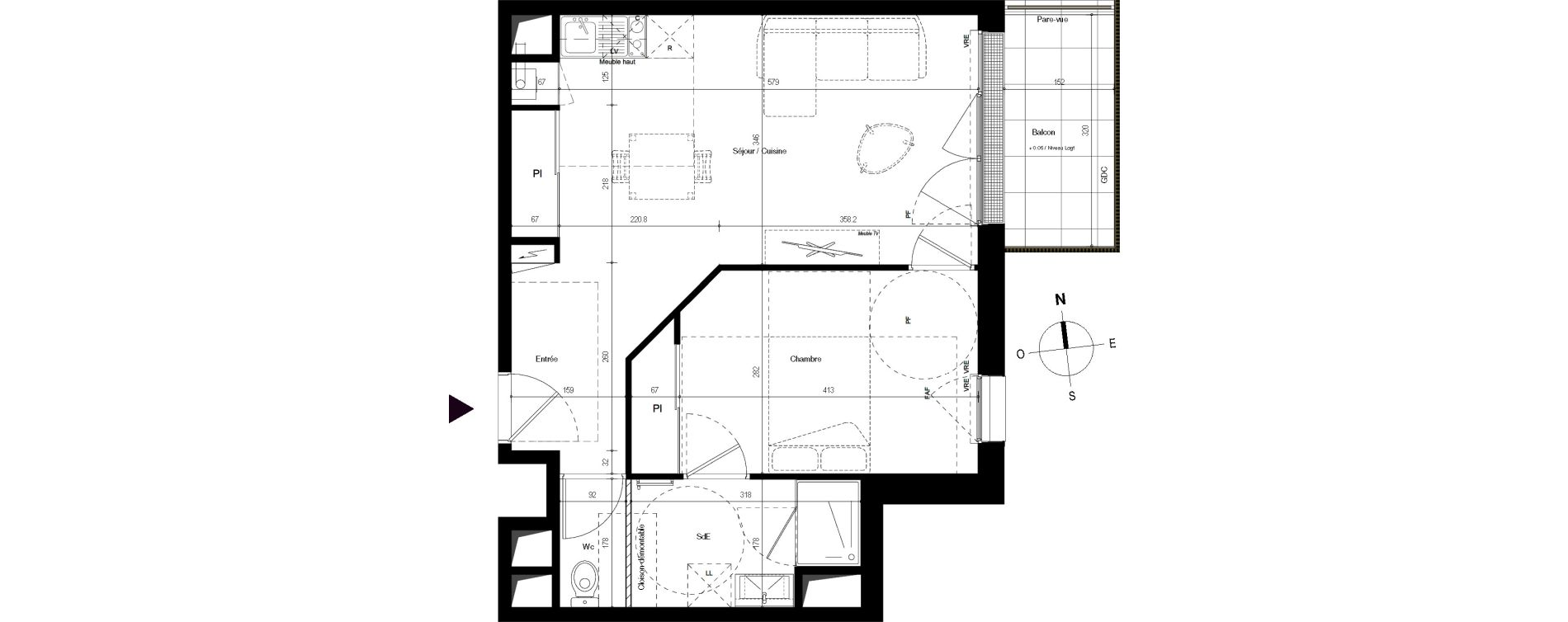 Appartement T2 de 46,39 m2 &agrave; Villenave-D'Ornon Centre