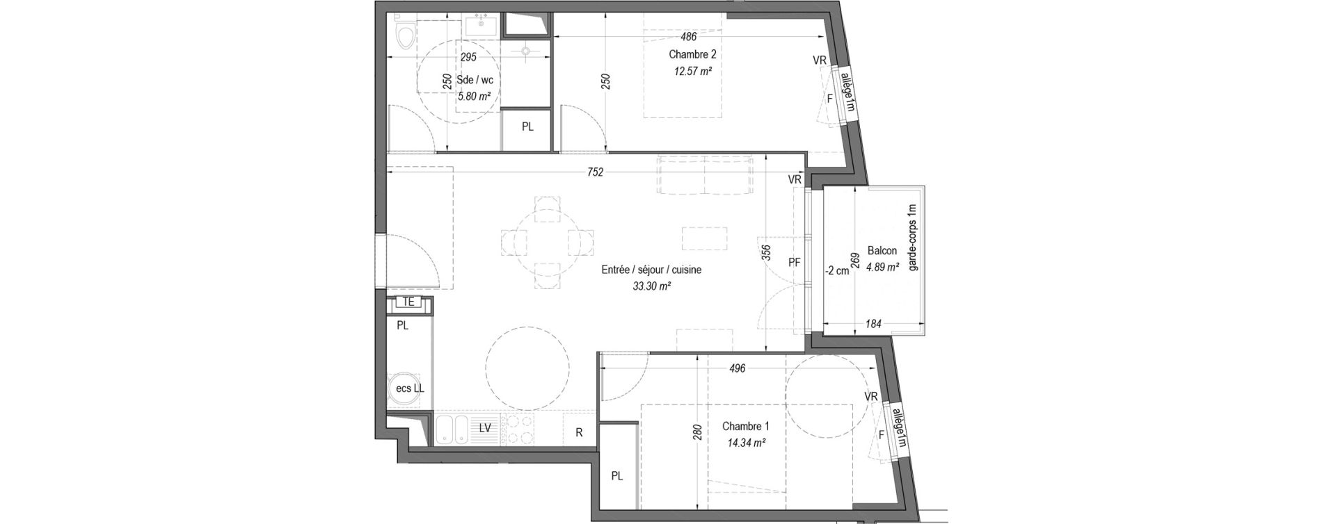 Appartement T3 de 66,01 m2 &agrave; Villenave-D'Ornon Cl&eacute;menceau - pontac - sallegourde - pont langon